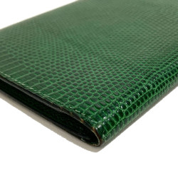 Portefeuille HERMES en lezard vert Vintage