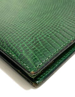 Portefeuille HERMES en lezard vert Vintage