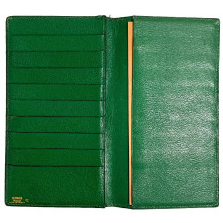 Portefeuille HERMES en lezard vert Vintage