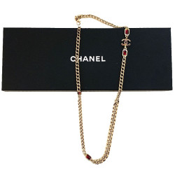 CHANEL stones and gilded metal long necklace