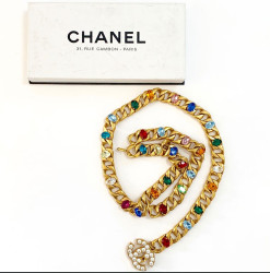 Ceinture imposante CHANEL  chaine et cabochons 80'