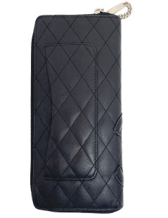 Portefeuille CHANEL cuir matelassé noir