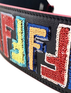 Bandoulière FENDI Strap You en cuir et sequins multicolores