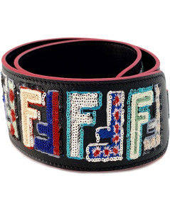 Bandoulière FENDI Strap You en cuir et sequins multicolores