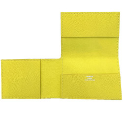 Porte-cartes HERMES cuir grainé jaune