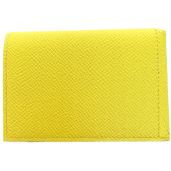 Porte-cartes HERMES cuir grainé jaune