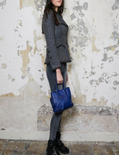 Mini City Bag BALENCIAGA cuir bleu encre 