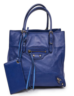 Mini City Bag BALENCIAGA cuir bleu encre 