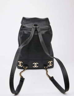 Sac à dos CHANEL cuir caviar noir Vintage