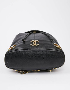 Sac à dos CHANEL cuir caviar noir Vintage