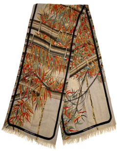 HERMES brown bambou stems print scarf