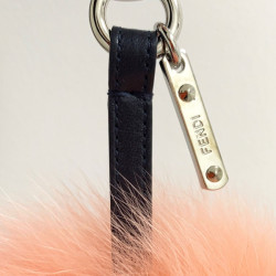 FENDI pompon charm blue and pink fur