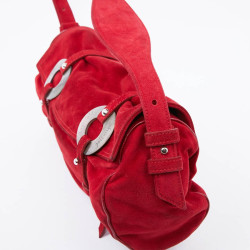 Sac LAGERFELD GALLERY veau velours rouge 