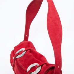 Sac LAGERFELD GALLERY veau velours rouge 