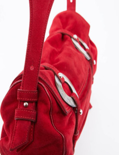 Sac LAGERFELD GALLERY veau velours rouge 