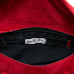 Sac LAGERFELD GALLERY veau velours rouge 