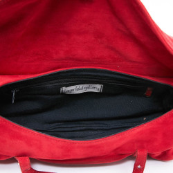 Sac LAGERFELD GALLERY veau velours rouge 