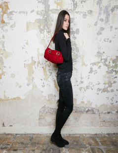 Sac LAGERFELD GALLERY veau velours rouge 