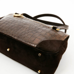 Sac LAGERFELD en cuir et daim marron 