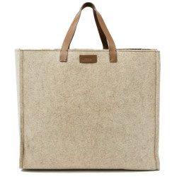 Grand cabas FENDI en laine bouillie beige GM