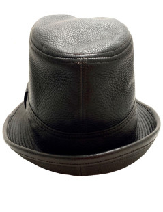 Chapeau HERMES en cuir marron foncé T58