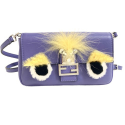 Mini sac baguette FENDI 'Monster' en cuir violet