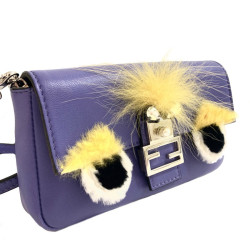 Mini sac baguette FENDI 'Monster' en cuir violet