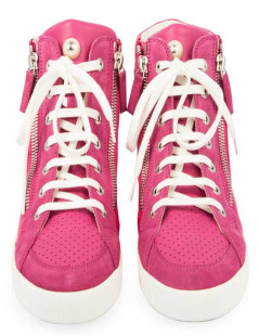 CHANEL Sneakers in pink fuchsia velvet and leather size 38FR