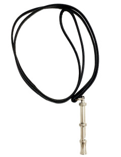 Collier sifflet HERMES cuir noir et acier