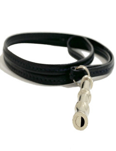 Collier sifflet HERMES cuir noir et acier