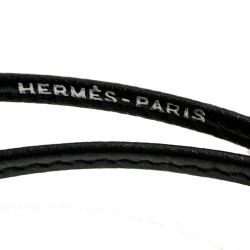 Collier sifflet HERMES cuir noir et acier