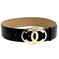 Ceinture CHANEL CC cuir noir T70