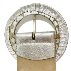 Ceinture GUY LAROCHE cuir argent Vintage