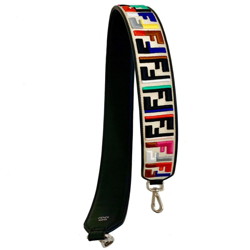 FENDI bandoulière Strap You multicolore en cuir et tissu