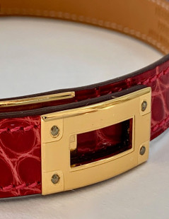 Bracelet HERMES Kelly en alligator rose