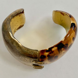 YVES SAINT LAURENT tortoise shell and metal cuff