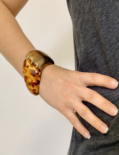 YVES SAINT LAURENT tortoise shell and metal cuff