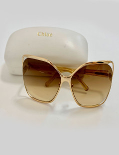 Lunettes de soleil CHLOE oversize carrées en métal doré