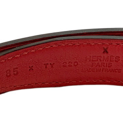 Ceinture HERMES T90 24MM cuir box noir et rouge