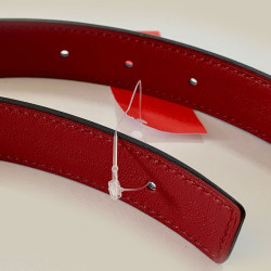 Ceinture HERMES T90 24MM cuir box noir et rouge