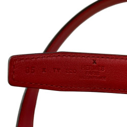 Ceinture HERMES T90 24MM cuir box noir et rouge