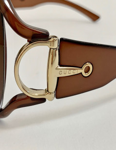 Lunettes de soleil GUCCI marron en plastique