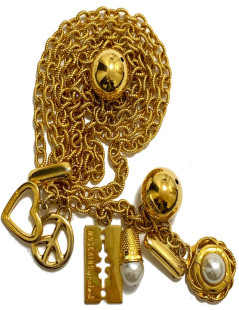 MOSCHINO by Redwall Chain Necklace-Belt and Charms in Gilded Metal