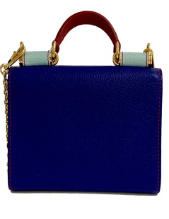 DOLCE GABBANA Sicily Von Bag mini sac portefeuille en cuir grainé bleu