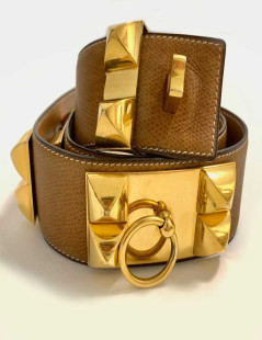 Ceinture Collier de chien HERMES cuir gold