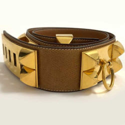 Ceinture Collier de chien HERMES cuir gold