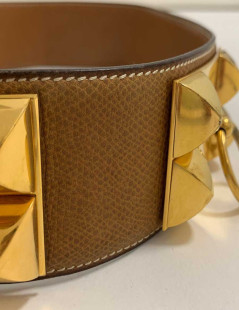 Ceinture Collier de chien HERMES cuir gold