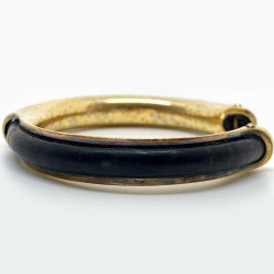 Bracelet vintage HERMES cuir noir laiton doré