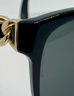 Lunettes CHANEL chaine et cuir noir et or