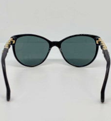 Lunettes CHANEL chaine et cuir noir et or